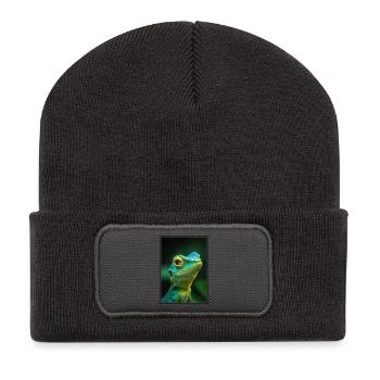 Eidechsen Eidechse - Recycelte Patch Beanie - Dunkelgrau - Vorne