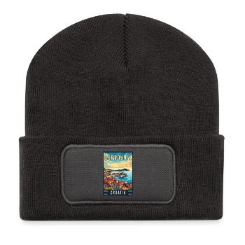 Entdecken Sie das Mittelmeergebiet Dubrovnik in Kroatien - Recycelte Patch Beanie - Dunkelgrau - Vorne