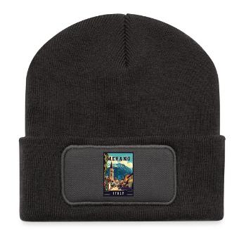 Entdecken Sie das atemberaubende Merano in Italien - Recycelte Patch Beanie - Dunkelgrau - Vorne