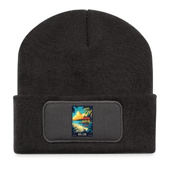 Entdecken Sie das tropische Paradies von Belize - Recycelte Patch Beanie - Dunkelgrau - Vorne