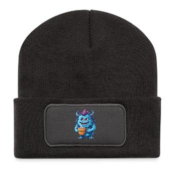 Kaffeemonster  - Koffein Zombie - Morgenmuffel - Recycelte Patch Beanie - Dunkelgrau - Vorne