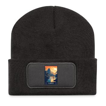 Découvrez la beauté intemporelle du Laos - Beanie recyclé à patch - charbon - Devant