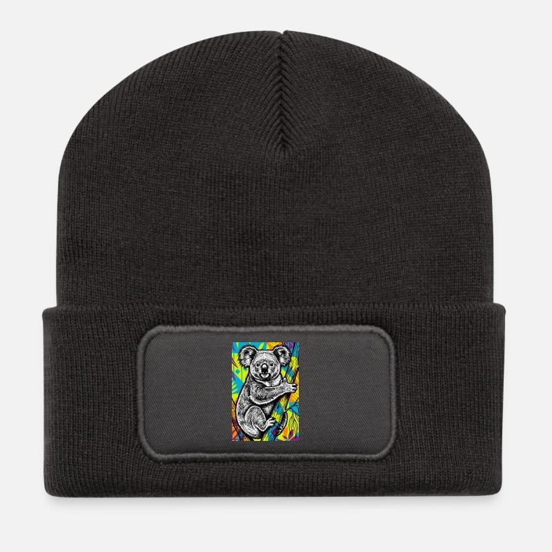 Koala - Recycelte Patch Beanie - Dunkelgrau