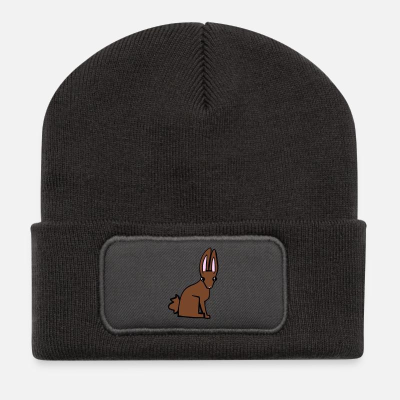 Lapin brun - Beanie recyclé à patch - charbon