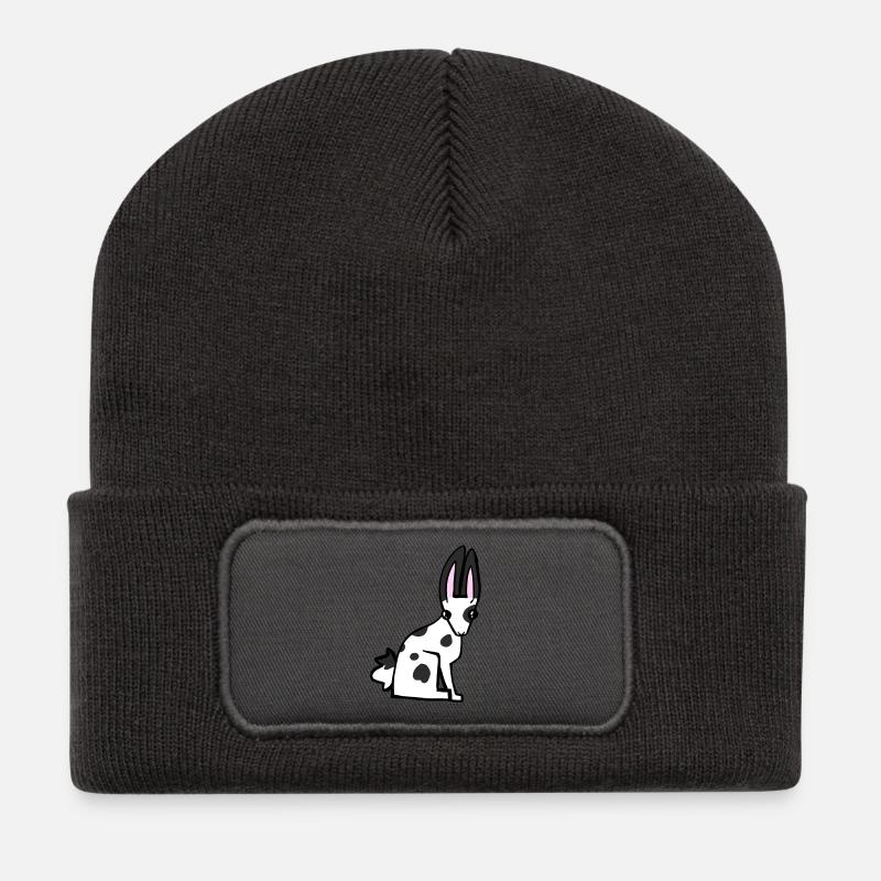 Lapin tacheté - Beanie recyclé à patch - charbon