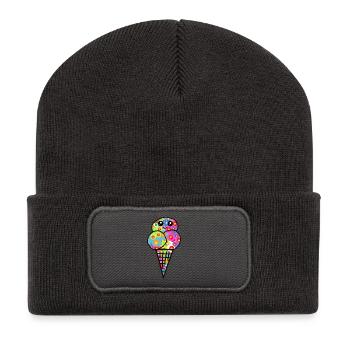 Glacée Blossom Colorée Glace Rétro années 60 - Beanie recyclé à patch - charbon - Devant