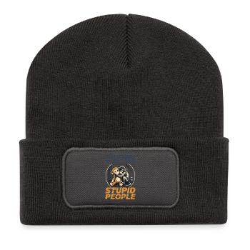 Lets find a cure for stupid people Monkey Punch - Recycelte Patch Beanie - Dunkelgrau - Vorne