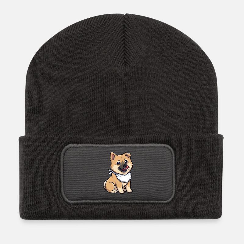Eurasier | Welpe NomNom | Kawaii - Recycelte Patch Beanie - Dunkelgrau