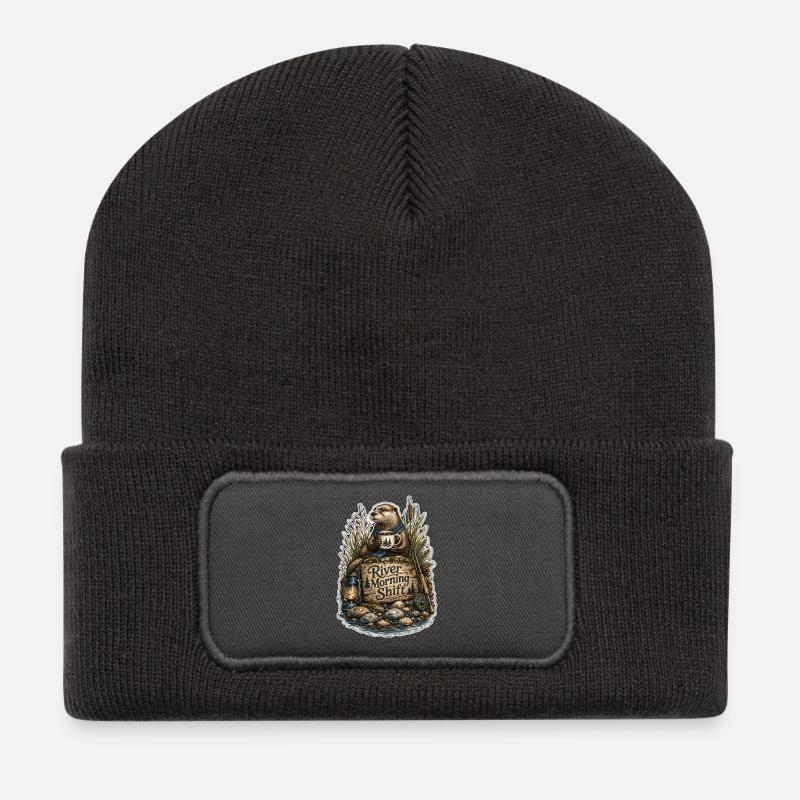 River Morning Shift Otter - Recycled Patch Beanie - dark grey