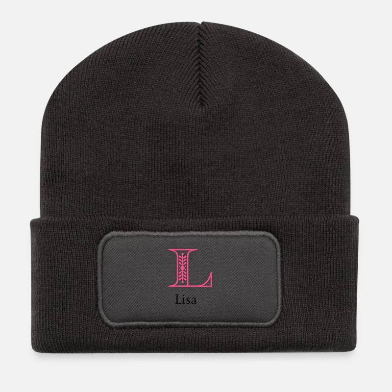 Ornement de lys L-Letter - Beanie recyclé à patch - charbon