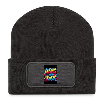 Grattaille-moi la journée au néon - Beanie recyclé à patch - charbon - Devant