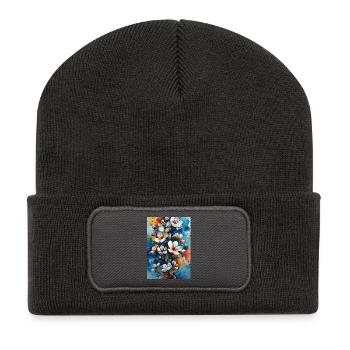 Fleurs Aquarelle Éclatantes - Beanie recyclé à patch - charbon - Devant