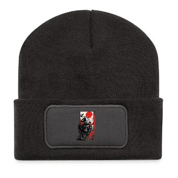 Stier Bulle Anime Manga Japanischer Stil - Recycelte Patch Beanie - Dunkelgrau - Vorne