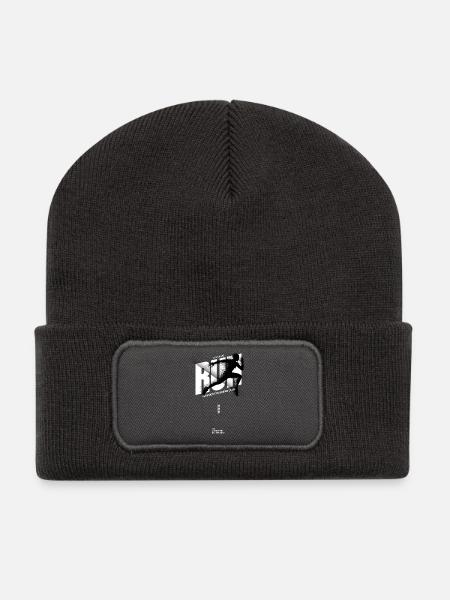 Rennclub Silhouette Schriftzug - Recycelte Patch Beanie - Dunkelgrau