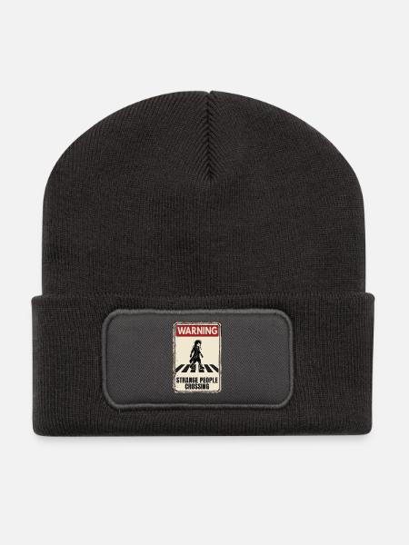 WARNING - Strange People Crossing - Goth - Recycelte Patch Beanie - Dunkelgrau