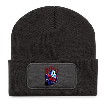 BOO! Stay Spooky - Ghost - Recycelte Patch Beanie - Dunkelgrau - Vorne