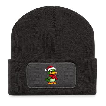 Weihnachten Entchen - Recycelte Patch Beanie - Dunkelgrau - Vorne