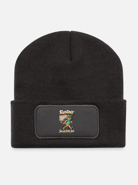 Rentner Ich hab keine Zeit - Recycelte Patch Beanie - Dunkelgrau
