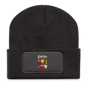Elektriker Ohne uns wird's duster - Recycelte Patch Beanie - Dunkelgrau - Vorne