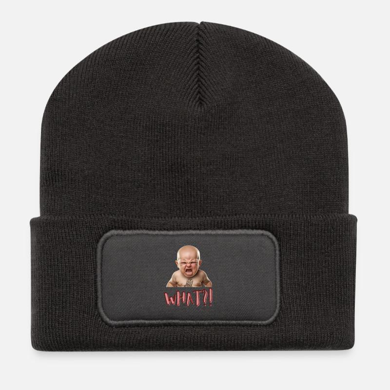 What?! - Recycled Patch Beanie - dark grey