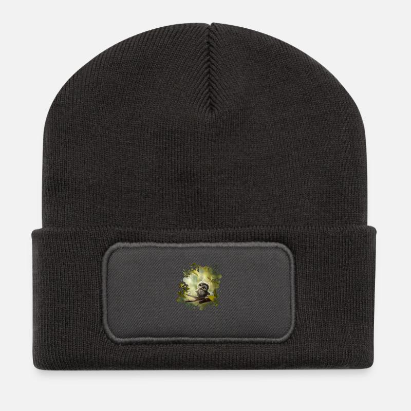 Petite Chouette - Beanie recyclé à patch - charbon