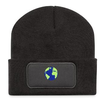 Erde, Welt, Erdkugel - Recycelte Patch Beanie - Dunkelgrau - Vorne