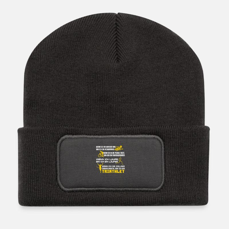 Triathlon - Schwimmer, Läufer, Fahrer - T-Shirt - Recycelte Patch Beanie - Dunkelgrau