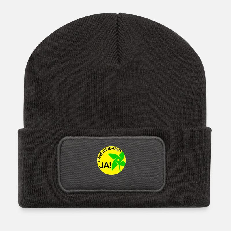 renouvelables? oui! (Rond) - Beanie recyclé à patch - charbon