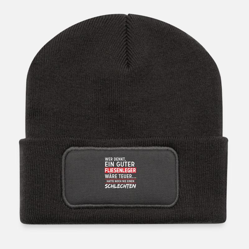 Fliesenleger - Recycelte Patch Beanie - Dunkelgrau
