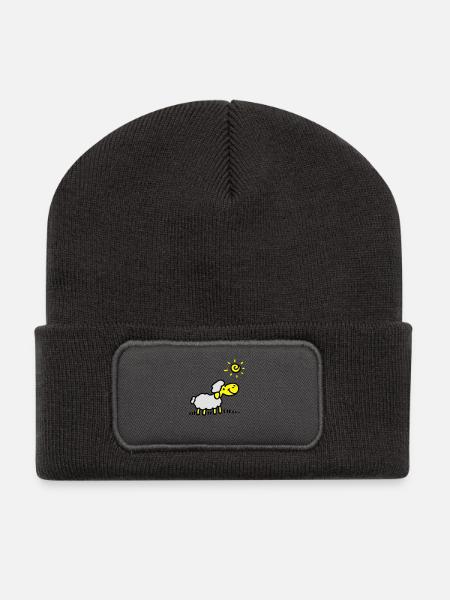 Schäfchen Sonne 3 - Recycelte Patch Beanie - Dunkelgrau