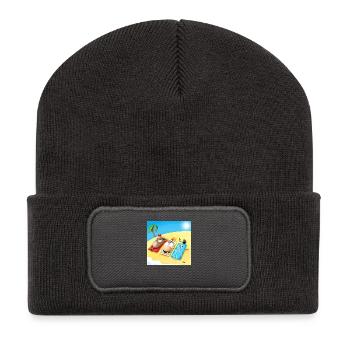 Weihnachts Strand - Recycelte Patch Beanie - Dunkelgrau - Vorne