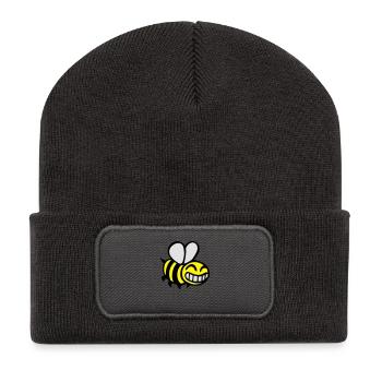 bee beekeeping beekeeper comics drawing - Recycled Patch Beanie - dark grey - Front
