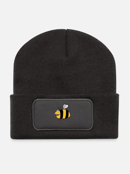 Lustige Dicke Biene - Recycelte Patch Beanie - Dunkelgrau