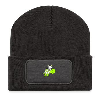 Bunny Big Giant Turtle Riding Waving Cute - Recycled Patch Beanie - dark grey - Front