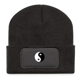 yin yang symbol - Recycled Patch Beanie - dark grey - Front