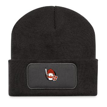 Ente Ritter Rüstung Schwert Schild Helm Kämpfer - Recycelte Patch Beanie - Dunkelgrau - Vorne