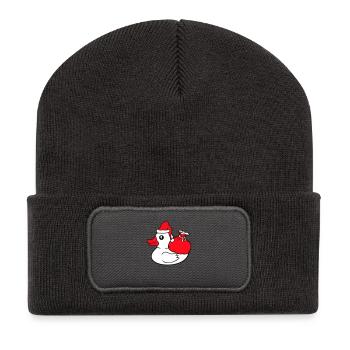 Chapeau de sac de canard Père Noël Noël Avent - Beanie recyclé à patch - charbon - Devant