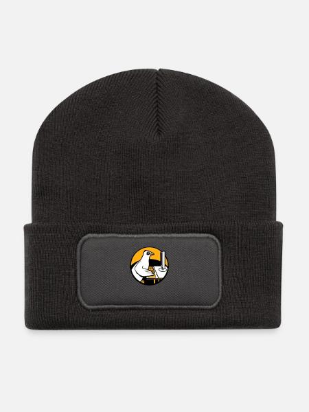 Pigeon Works Office Computer Keyboard Mouse Gamer - Recycled Patch Beanie - dark grey