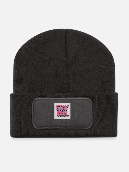 Restez réaliste - Beanie recyclé à patch - charbon