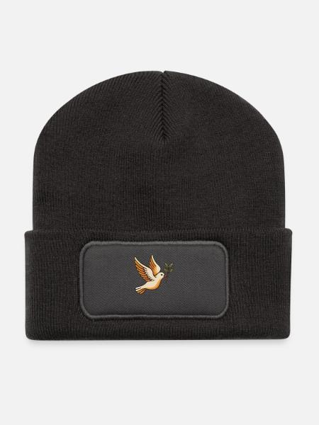 Taube des Friedens - Recycelte Patch Beanie - Dunkelgrau