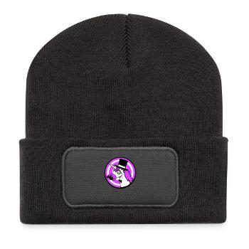 Einhorn Sir Gentleman Mr. reich Monokel Zylinder - Recycelte Patch Beanie - Dunkelgrau - Vorne
