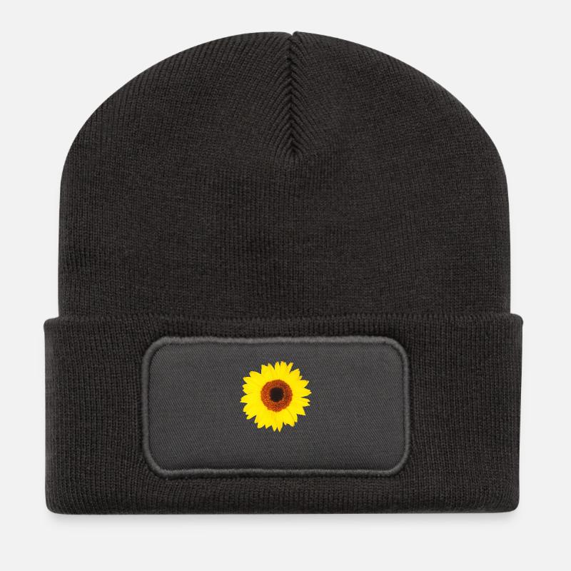 Sonnenblume - Recycelte Patch Beanie - Dunkelgrau