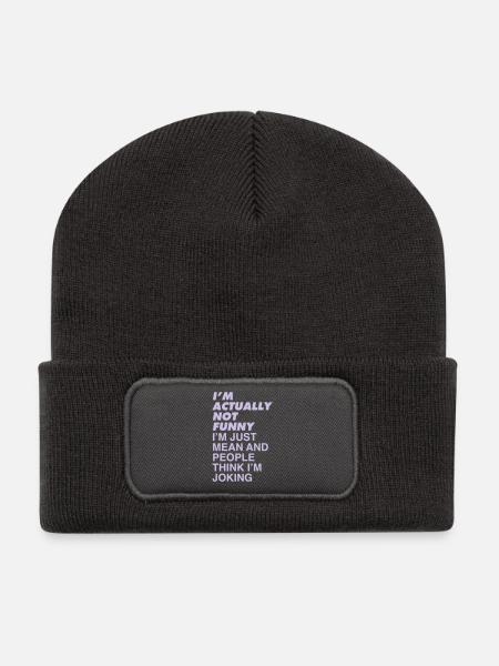 ICH BIN NICHT LUSTIG - Recycelte Patch Beanie - Dunkelgrau