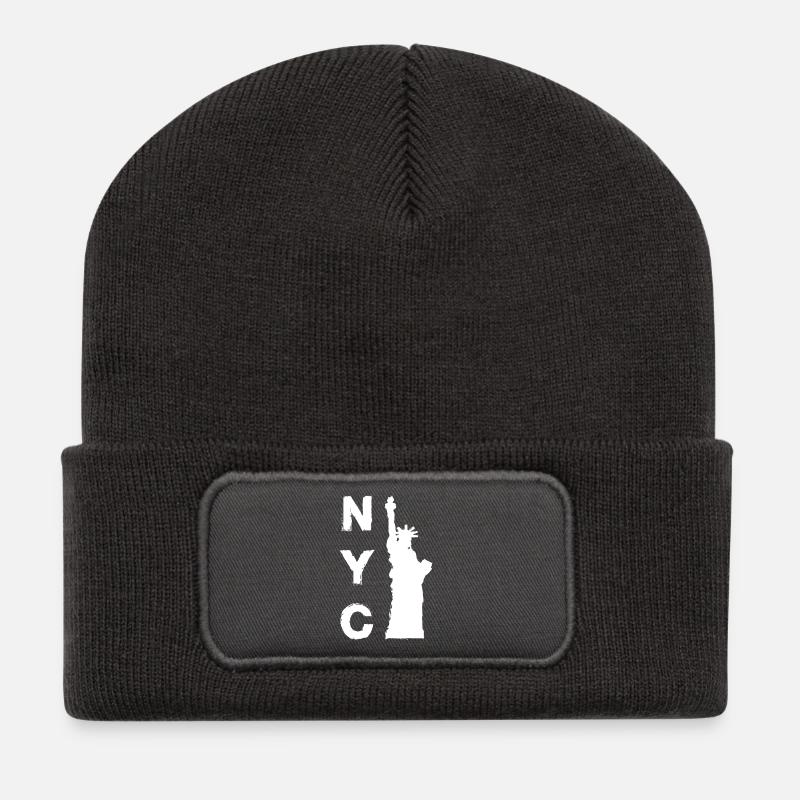 New York City - Recycelte Patch Beanie - Dunkelgrau