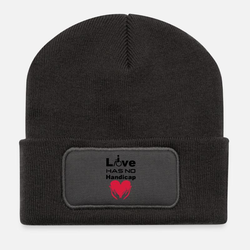 Liebe Behinderung Rollstuhl Spruch Geschenk - Recycelte Patch Beanie - Dunkelgrau