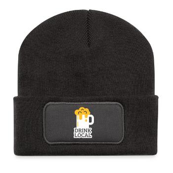 drink local - Recycelte Patch Beanie - Dunkelgrau - Vorne