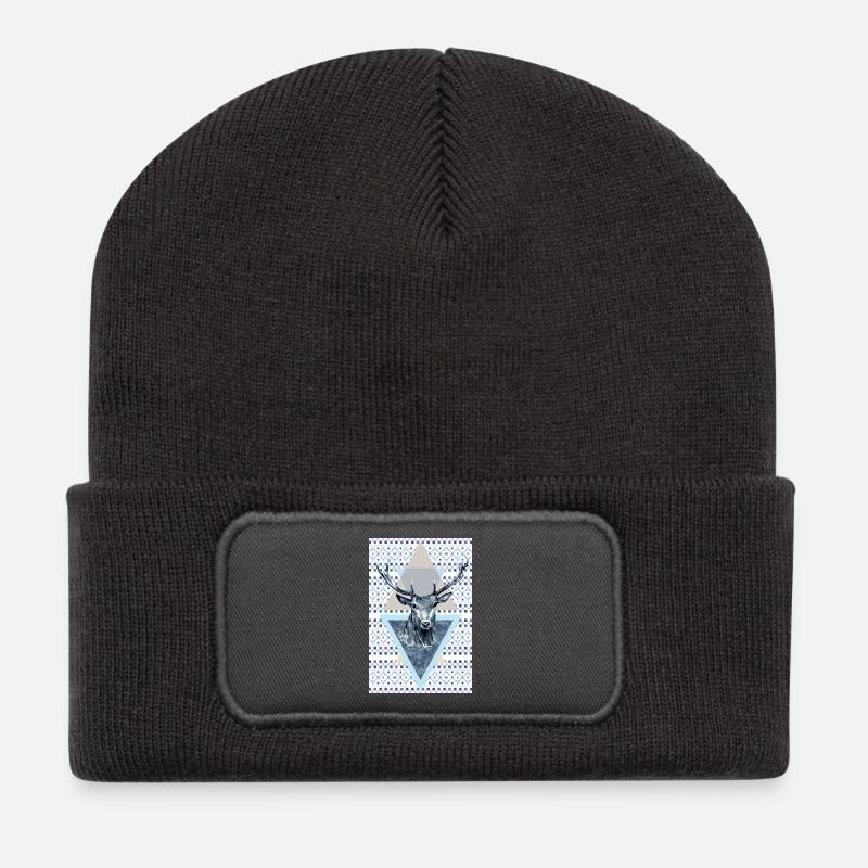 Deer king of the forest - Recycled Patch Beanie - dark grey