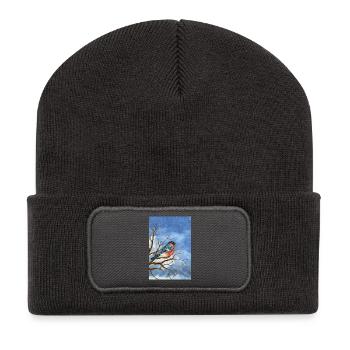 Bird of the bullfinch - Recycled Patch Beanie - dark grey - Front