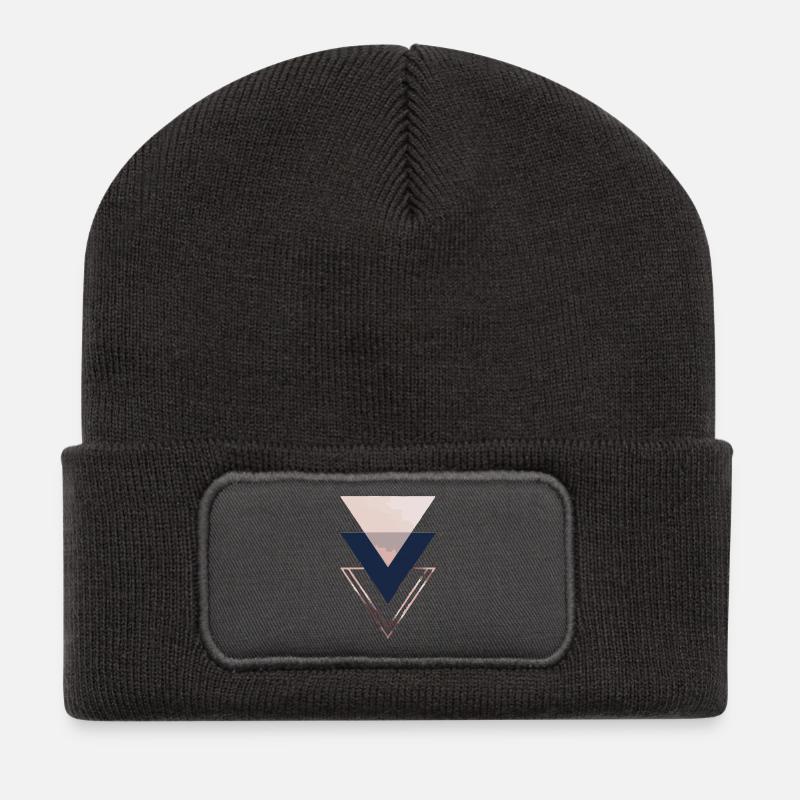 Triangles rose - Recycled Patch Beanie - dark grey