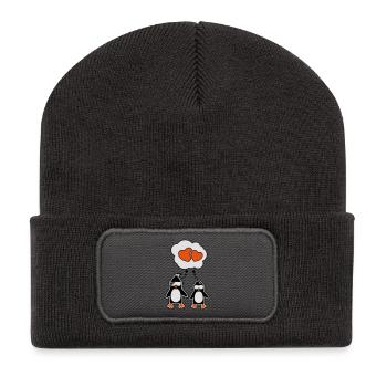 penguin heart - Recycelte Patch Beanie - Dunkelgrau - Vorne
